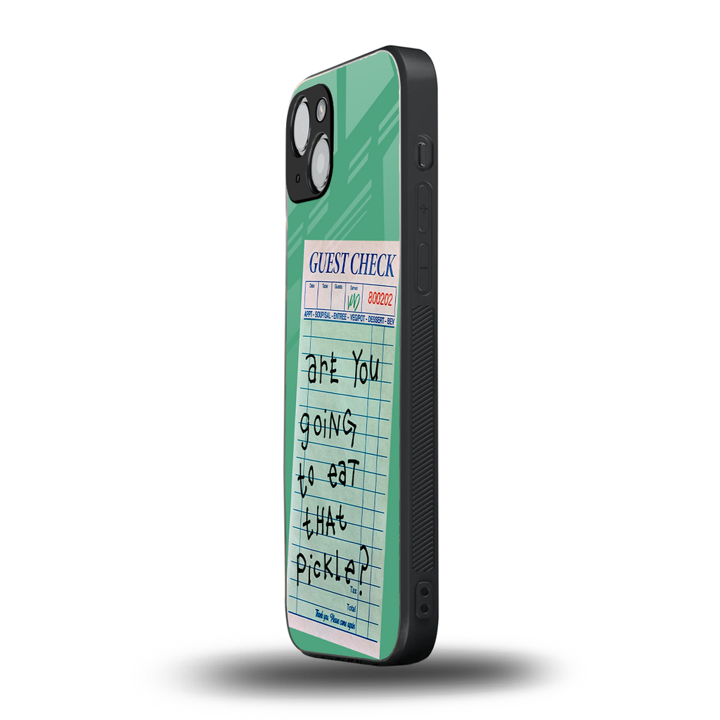 eat that pickle back phone cover | glass case for iphone 15 plus