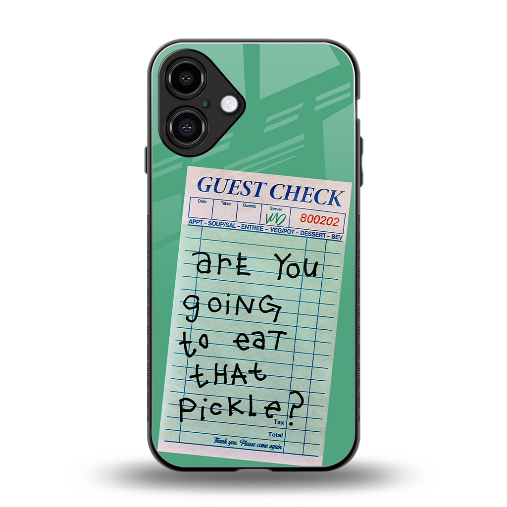 eat that pickle back phone cover | glass case for iphone 16 plus