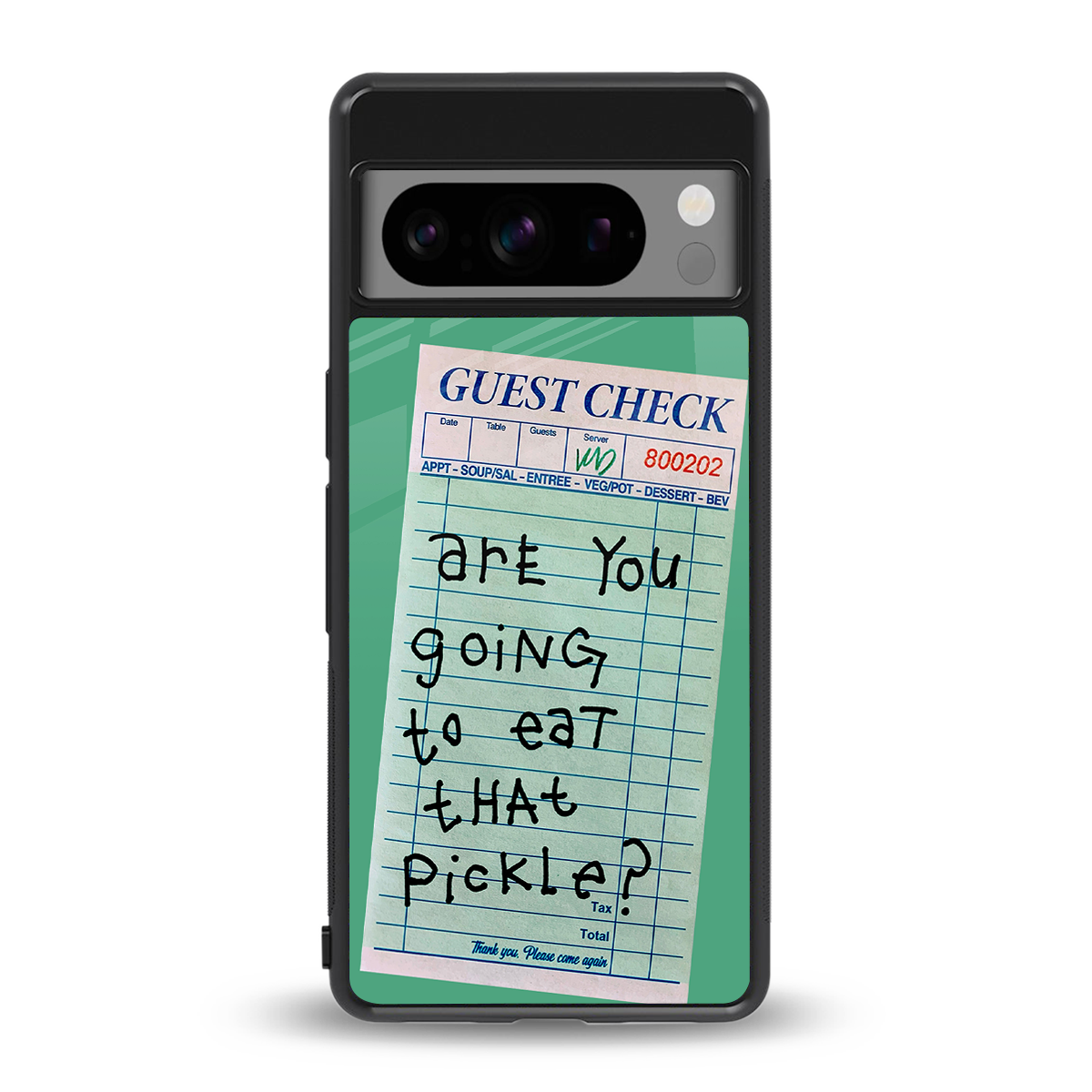 eat that pickle back phone cover | glass case for google pixel 8 pro