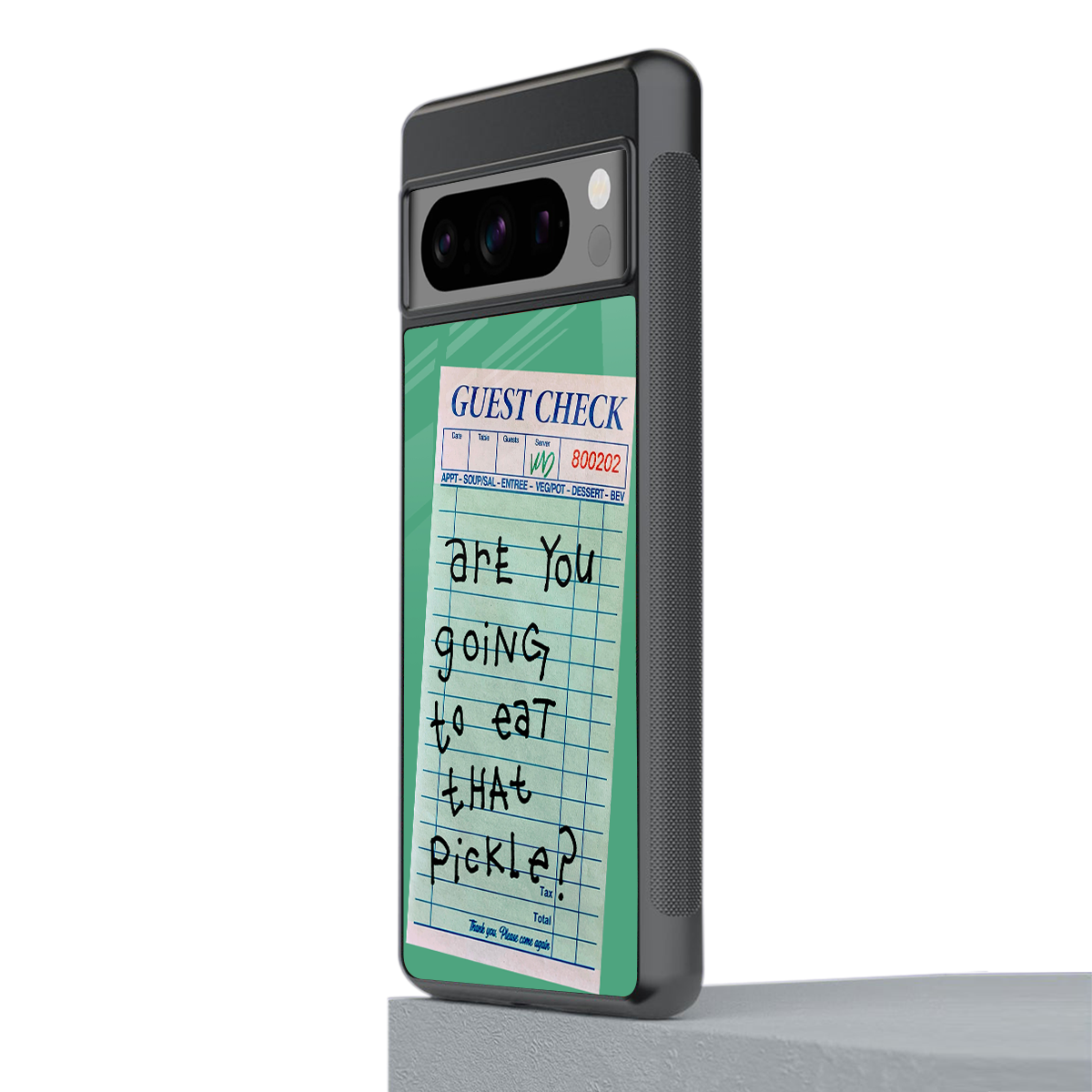 eat that pickle back phone cover | glass case for google pixel 8 pro