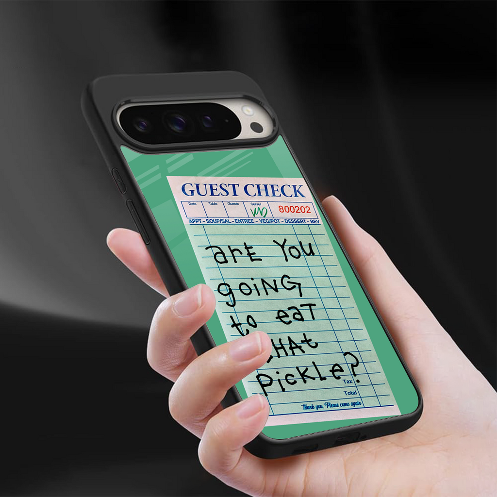 eat that pickle back phone cover | glass case for google pixel 9 pro