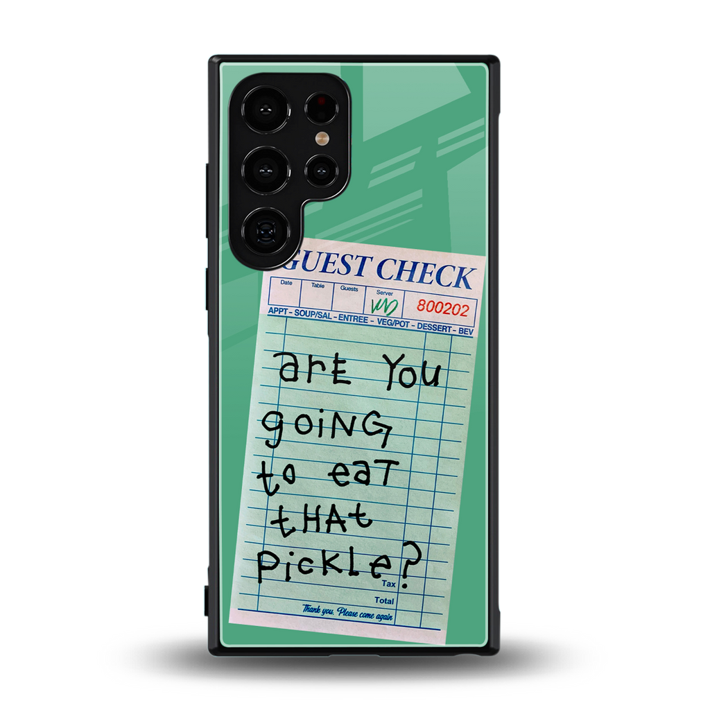 eat that pickle back phone cover | glass case for samsung galaxy s24 ultra