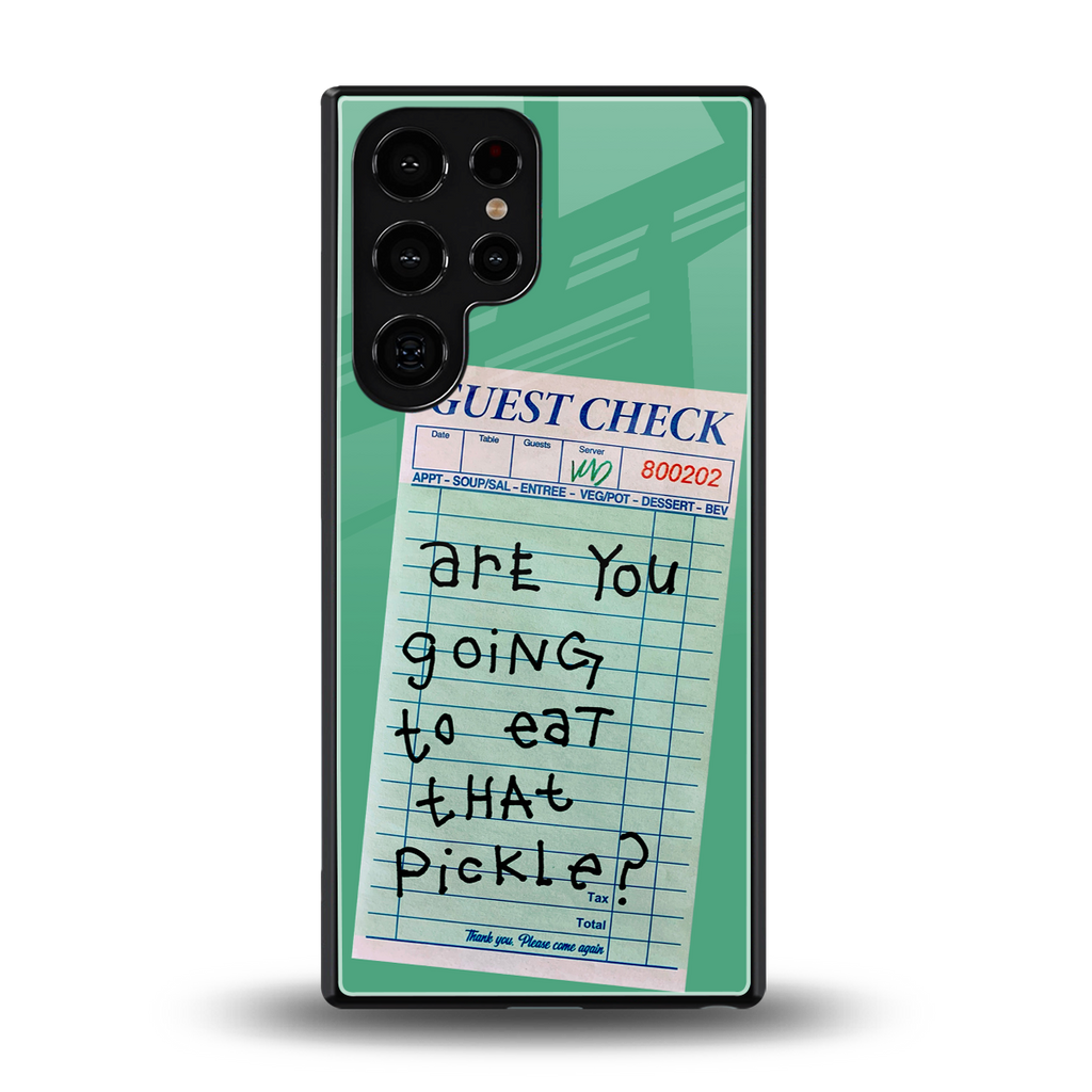 eat that pickle back phone cover | glass case for samsung galaxy s25 ultra