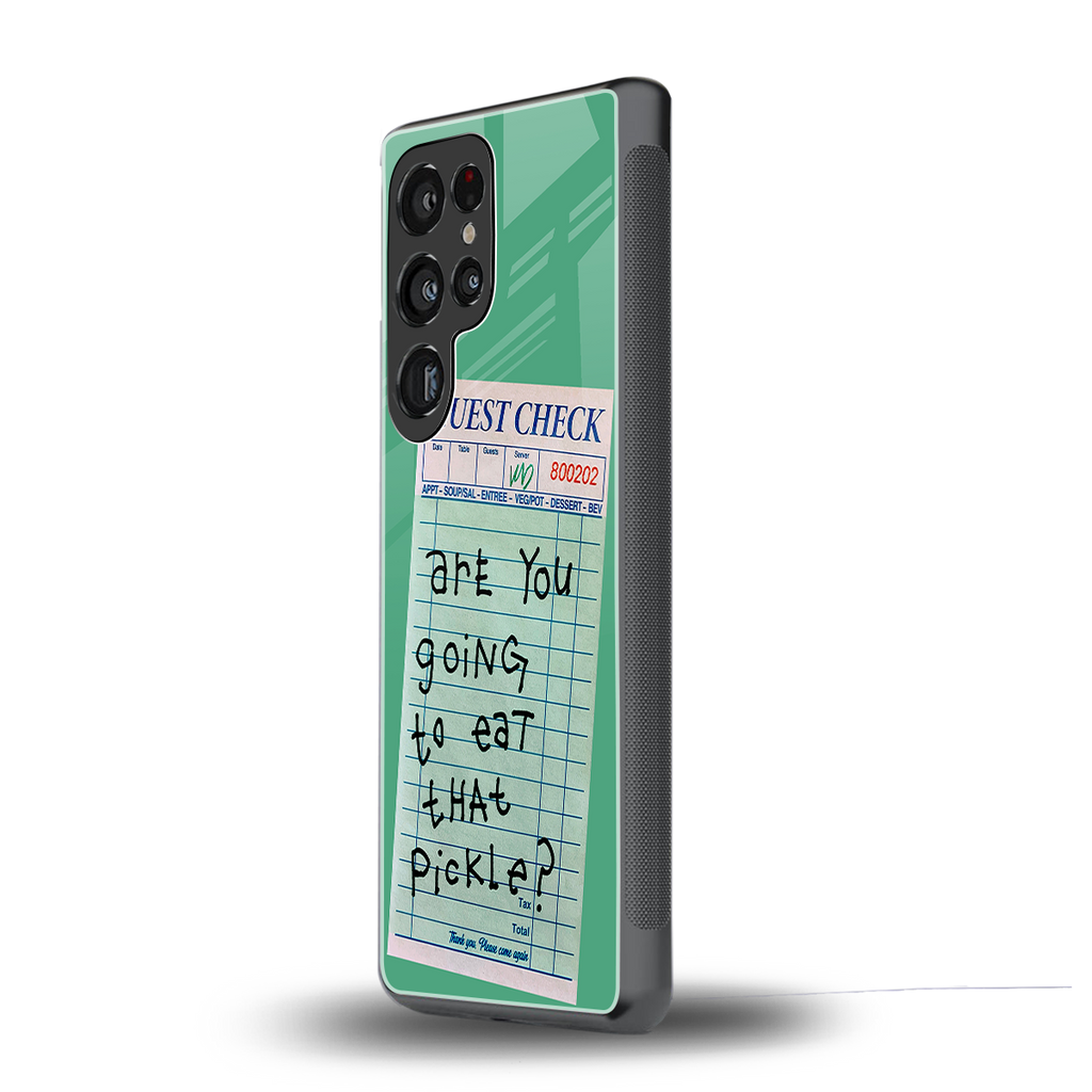 eat that pickle back phone cover | glass case for samsung galaxy s25 ultra