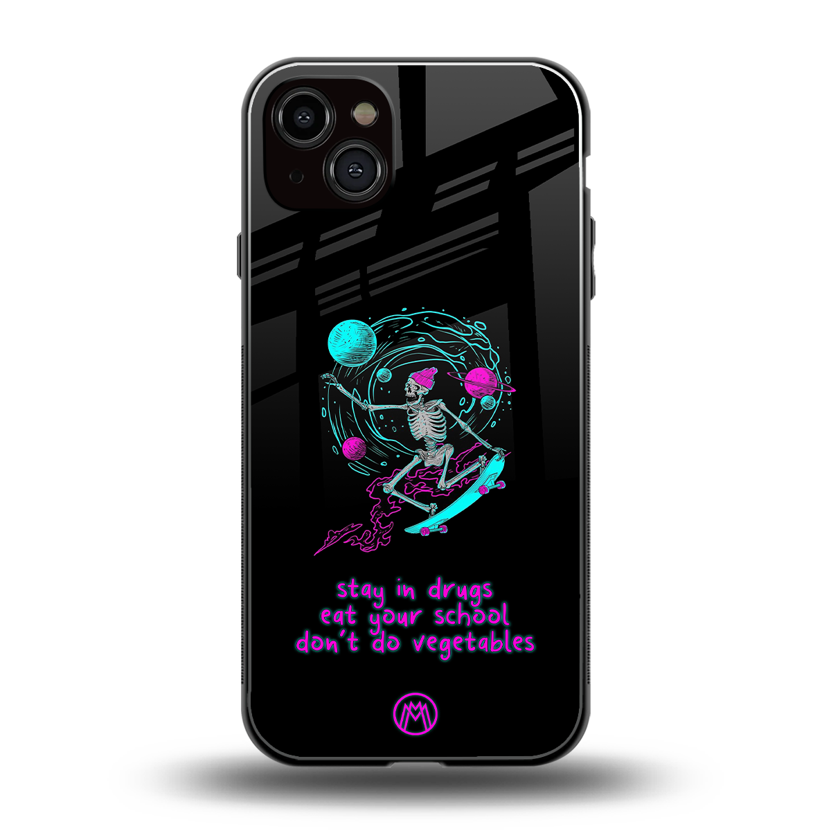 eat your school back phone cover | glass case for iphone 15 plus