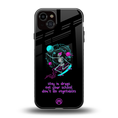 eat your school back phone cover | glass case for iphone 15 plus