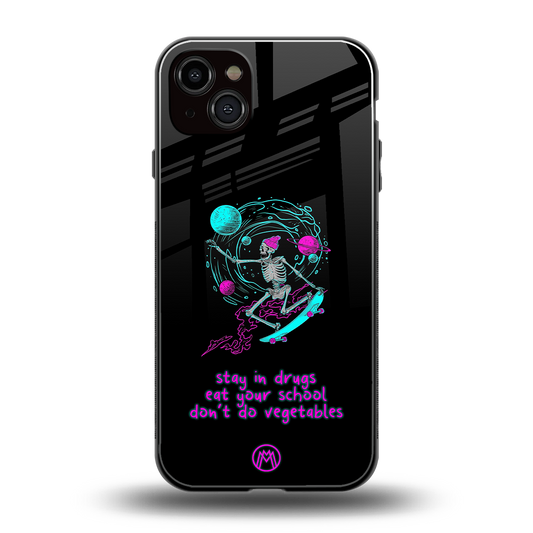 eat your school back phone cover | glass case for iphone 15 plus