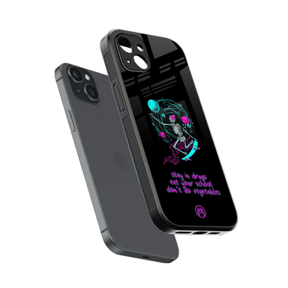 eat your school back phone cover | glass case for iphone 15 plus