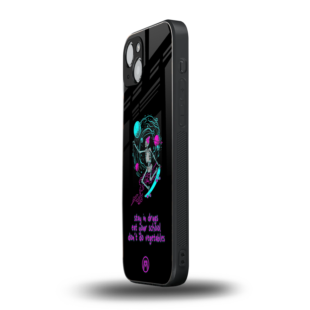 eat your school back phone cover | glass case for iphone 15 plus