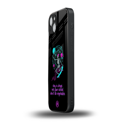 eat your school back phone cover | glass case for iphone 15 plus