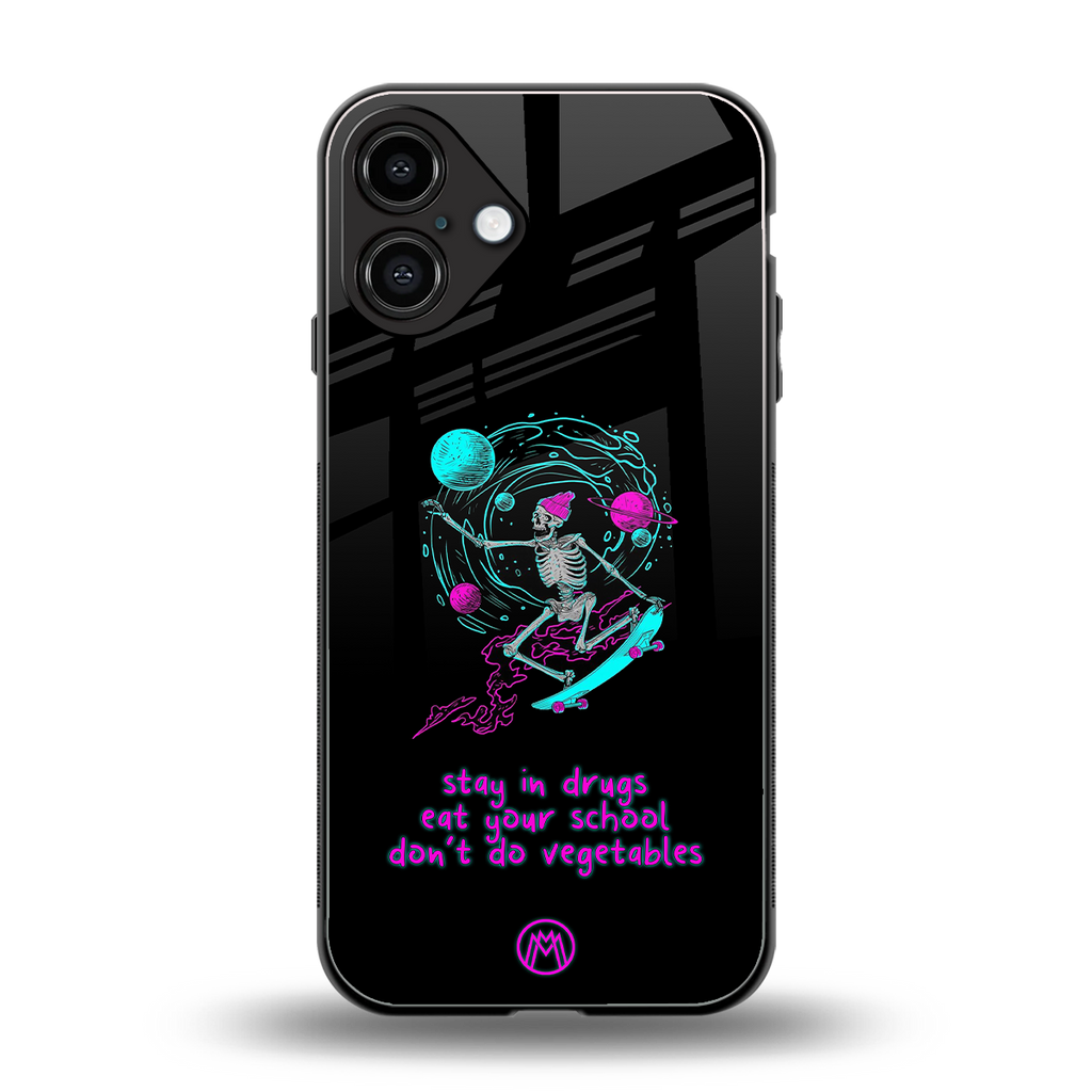 eat your school back phone cover | glass case for iphone 16 plus