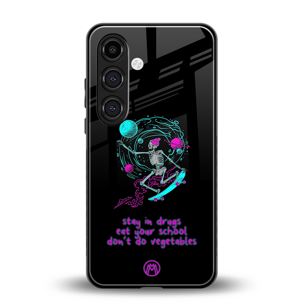 eat your school back phone cover | glass case for samsung galaxy s24 plus