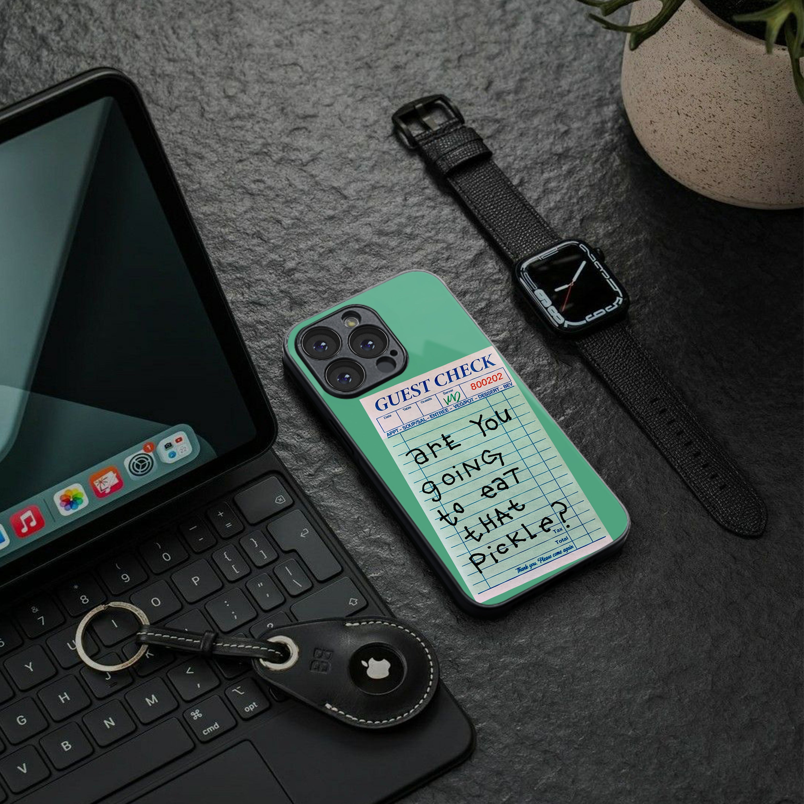 eat that pickle back phone cover | glass case for iphone 16 plus
