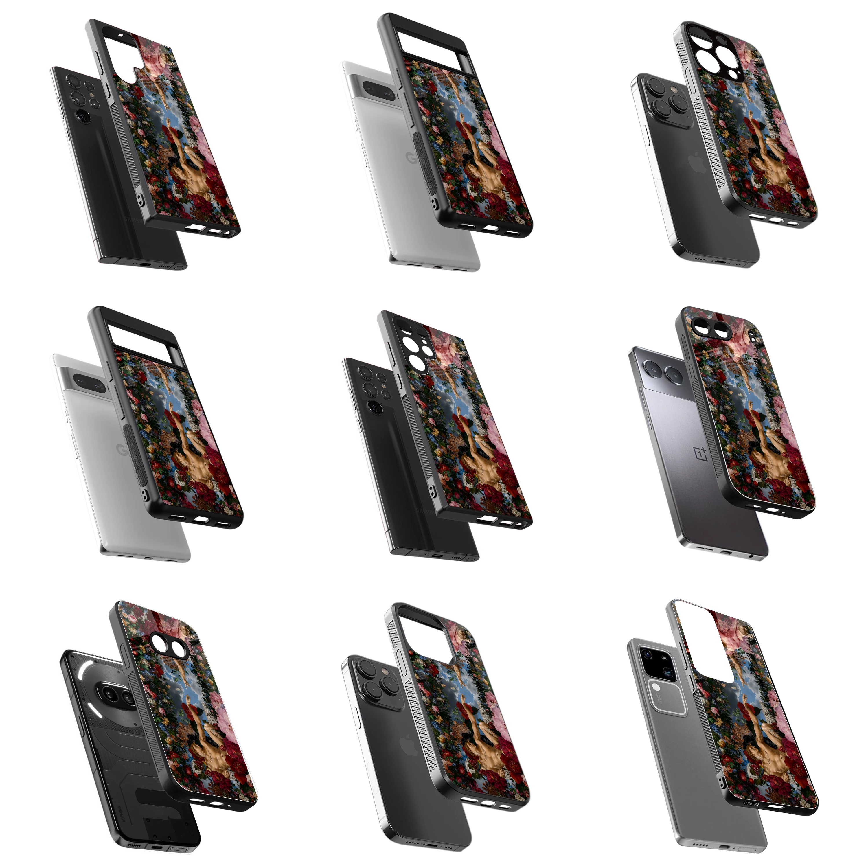 Durable Glass Back Mobile Case for iPhone, Samsung, OnePlus, Google Pixel, Redmi, Vivo, Oppo