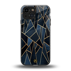 elite blue geometric back phone cover | glass case for iphone 13 mini