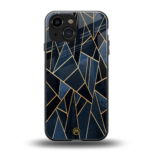 elite blue geometric back phone cover | glass case for iphone 13 mini