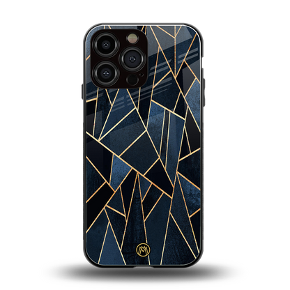 elite blue geometric back phone cover | glass case for iphone 13 pro max