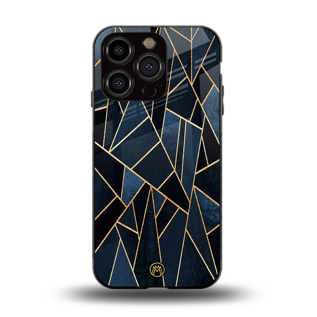 elite blue geometric back phone cover | glass case for iphone 13 pro