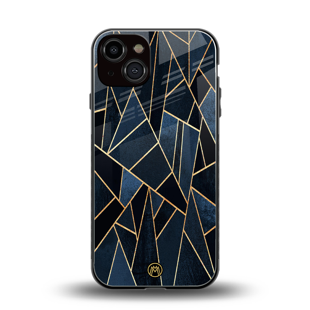elite blue geometric back phone cover | glass case for iphone 13