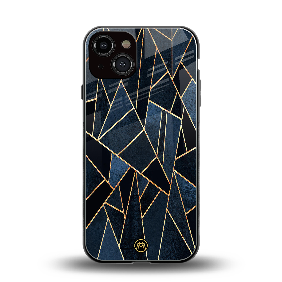 elite blue geometric back phone cover | glass case for iphone 13