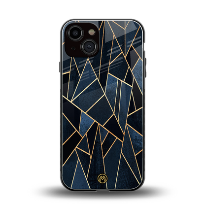 elite blue geometric back phone cover | glass case for iphone 13