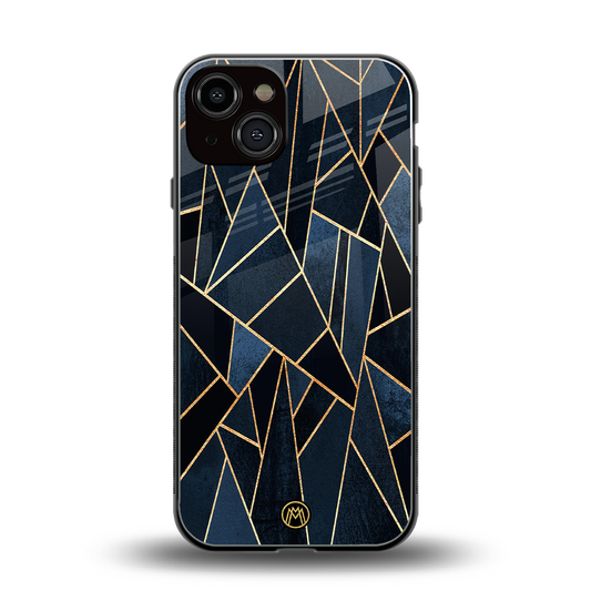 elite blue geometric back phone cover | glass case for iphone 13