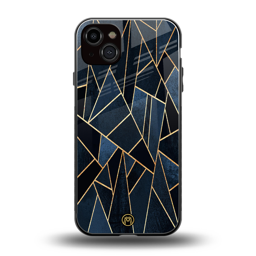 elite blue geometric back phone cover | glass case for iphone 14 plus