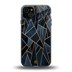 elite blue geometric back phone cover | glass case for iphone 14 plus