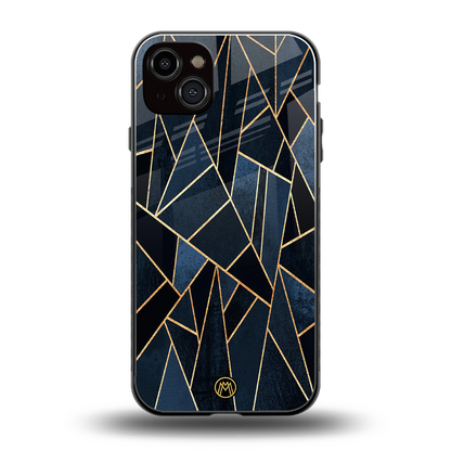 elite blue geometric back phone cover | glass case for iphone 14 plus