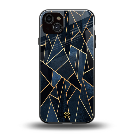elite blue geometric back phone cover | glass case for iphone 14 plus