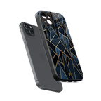 elite blue geometric back phone cover | glass case for iphone 15 plus