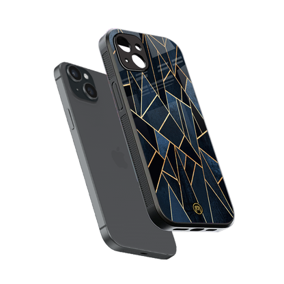 elite blue geometric back phone cover | glass case for iphone 14 plus