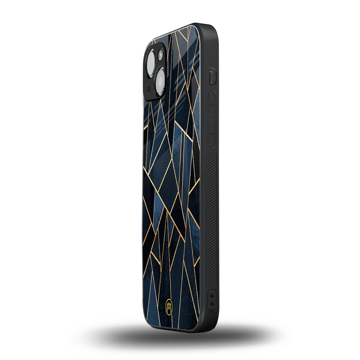 elite blue geometric back phone cover | glass case for iphone 15 plus