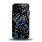 elite blue geometric back phone cover | glass case for iphone 14 pro max