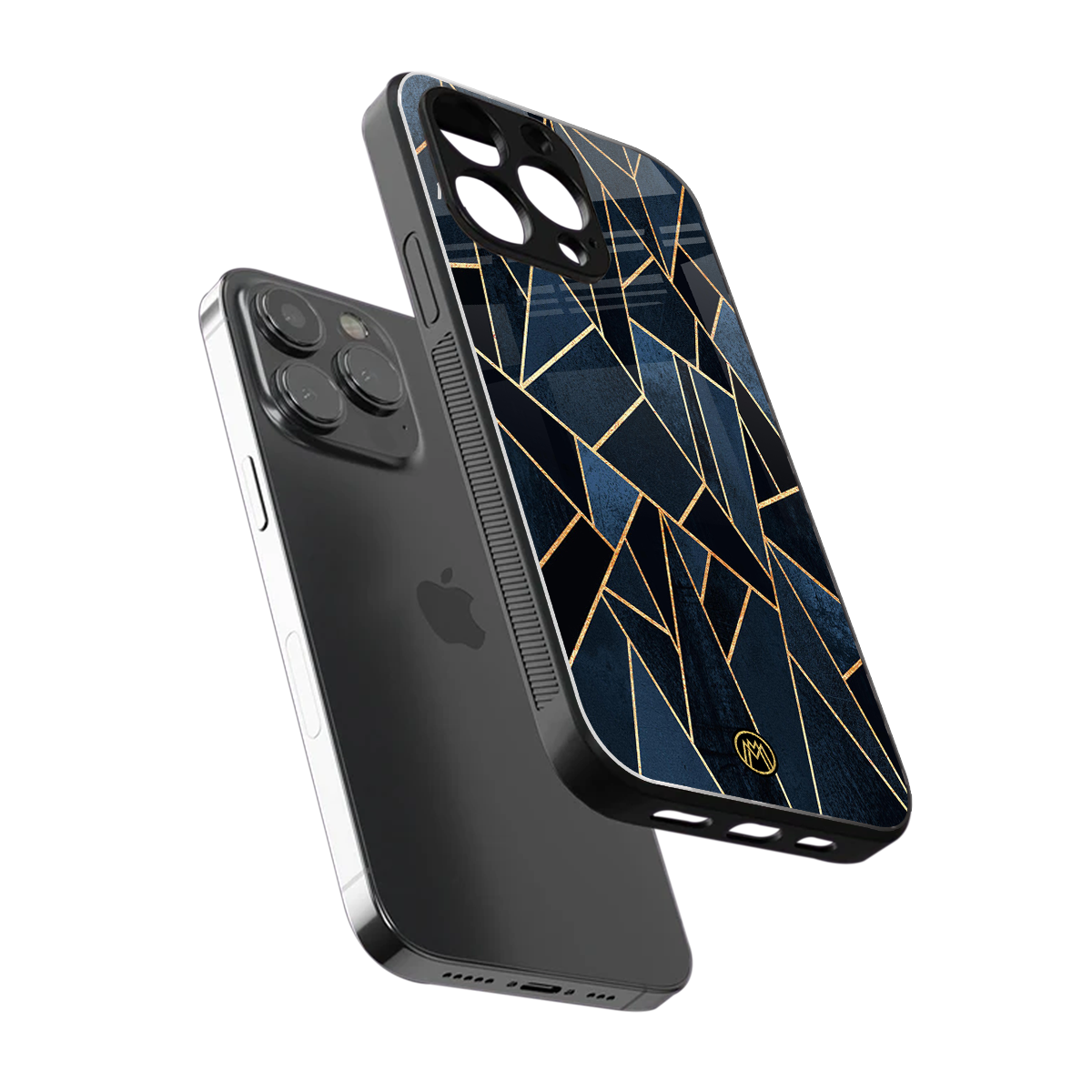 elite blue geometric back phone cover | glass case for iphone 15 pro max