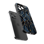 elite blue geometric back phone cover | glass case for iphone 14 pro max