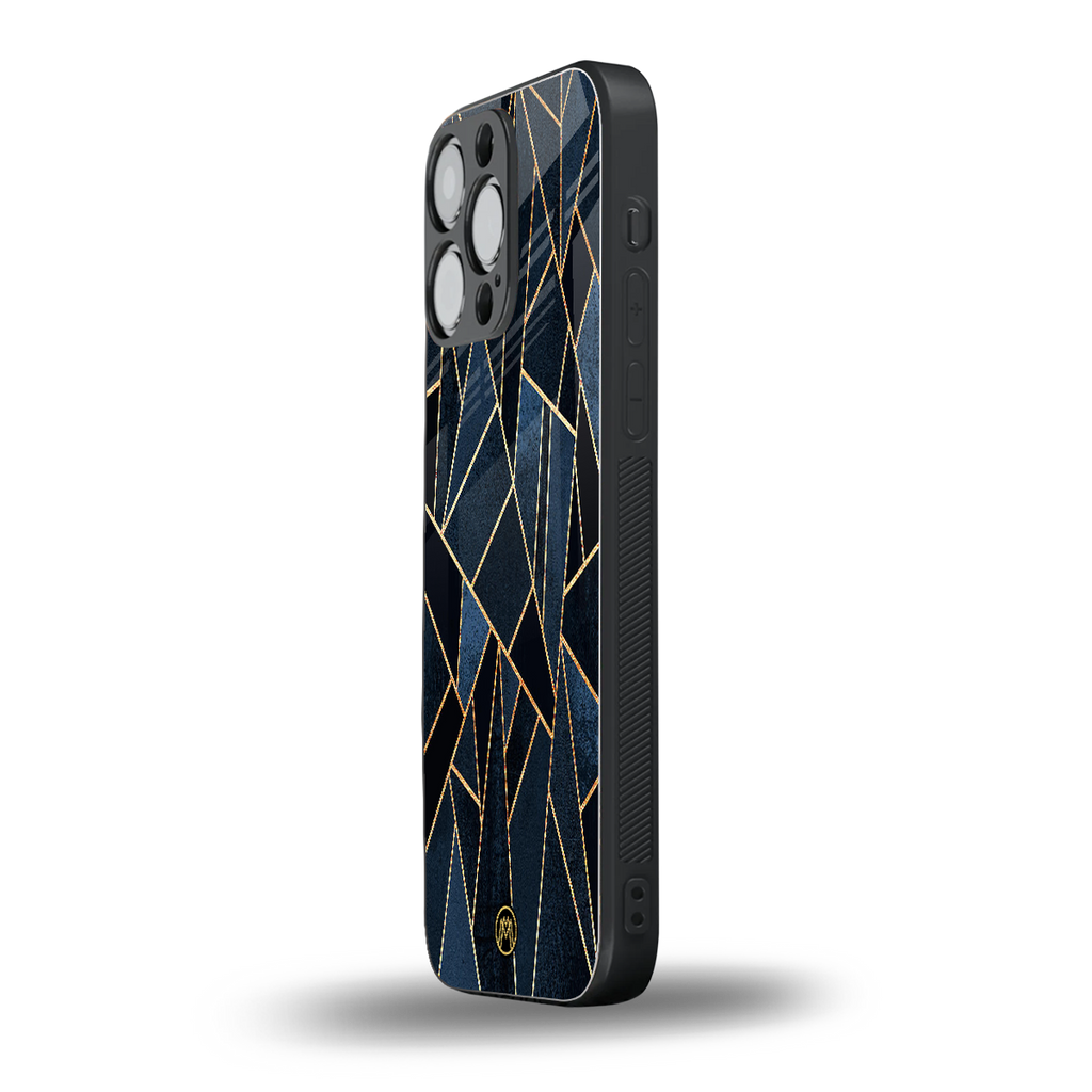 elite blue geometric back phone cover | glass case for iphone 14 pro max