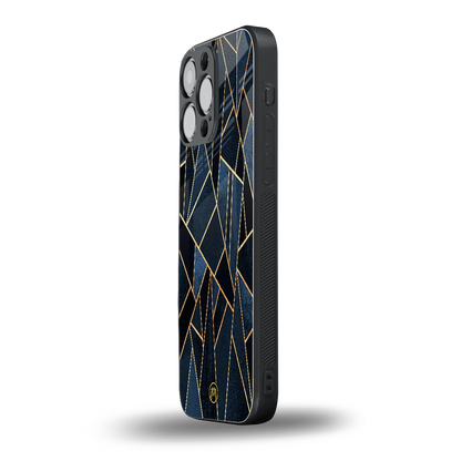 elite blue geometric back phone cover | glass case for iphone 14 pro max