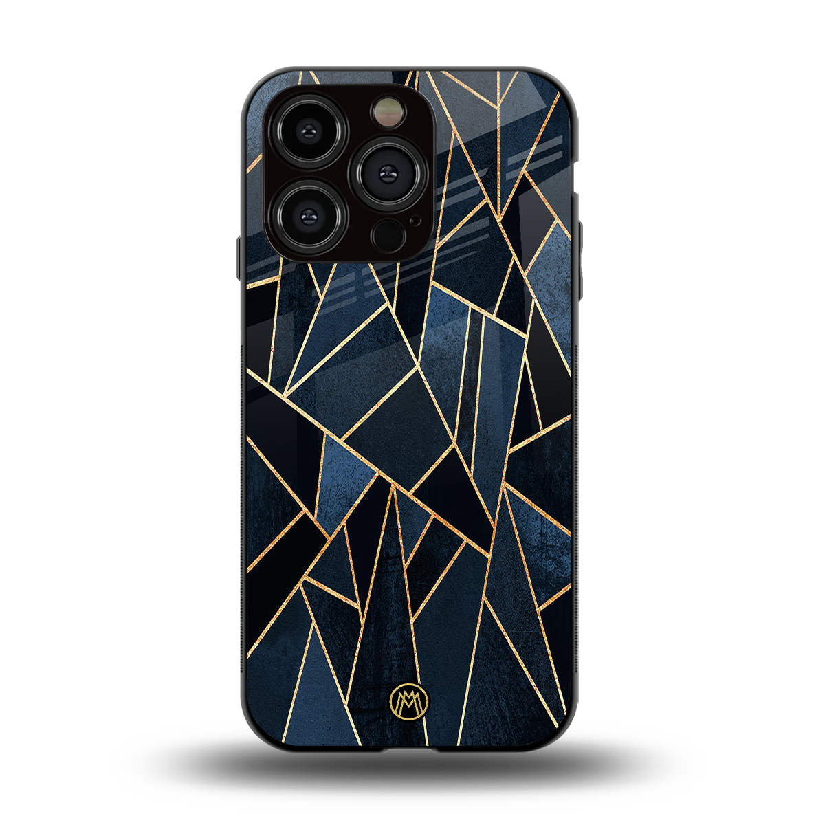 elite blue geometric back phone cover | glass case for iphone 15 pro