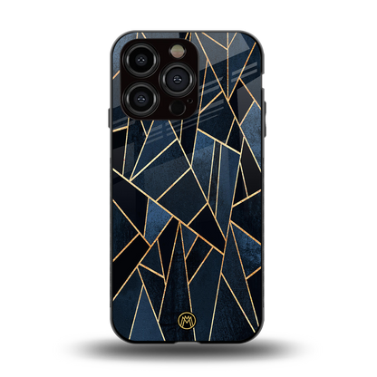 elite blue geometric back phone cover | glass case for iphone 15 pro