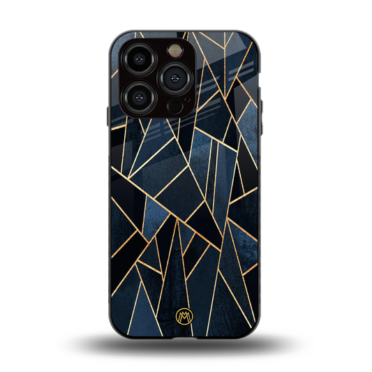 elite blue geometric back phone cover | glass case for iphone 15 pro
