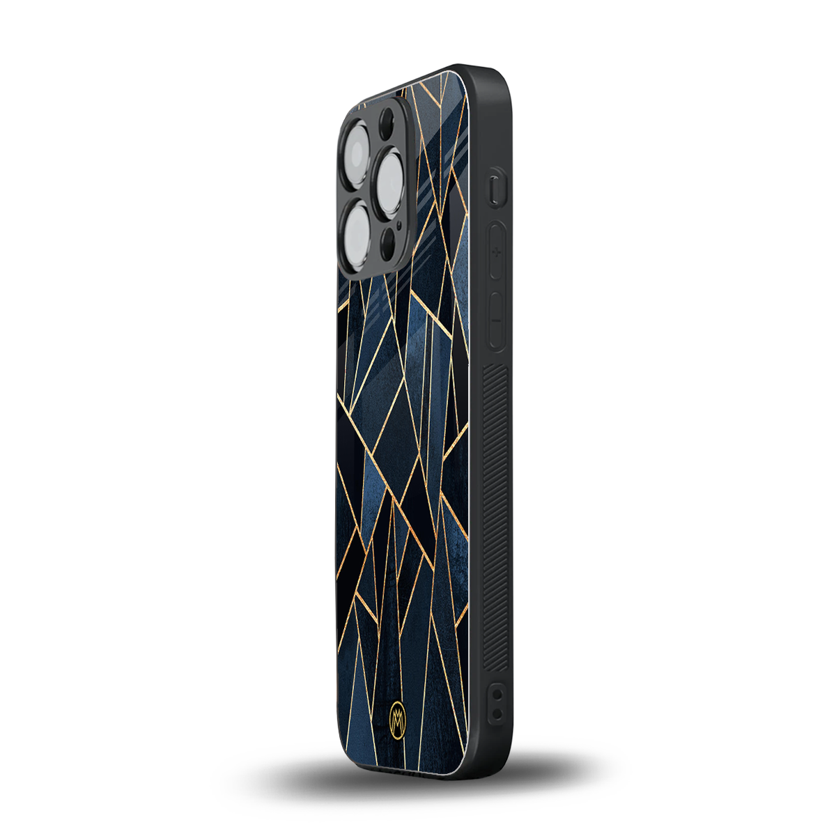 elite blue geometric back phone cover | glass case for iphone 15 pro