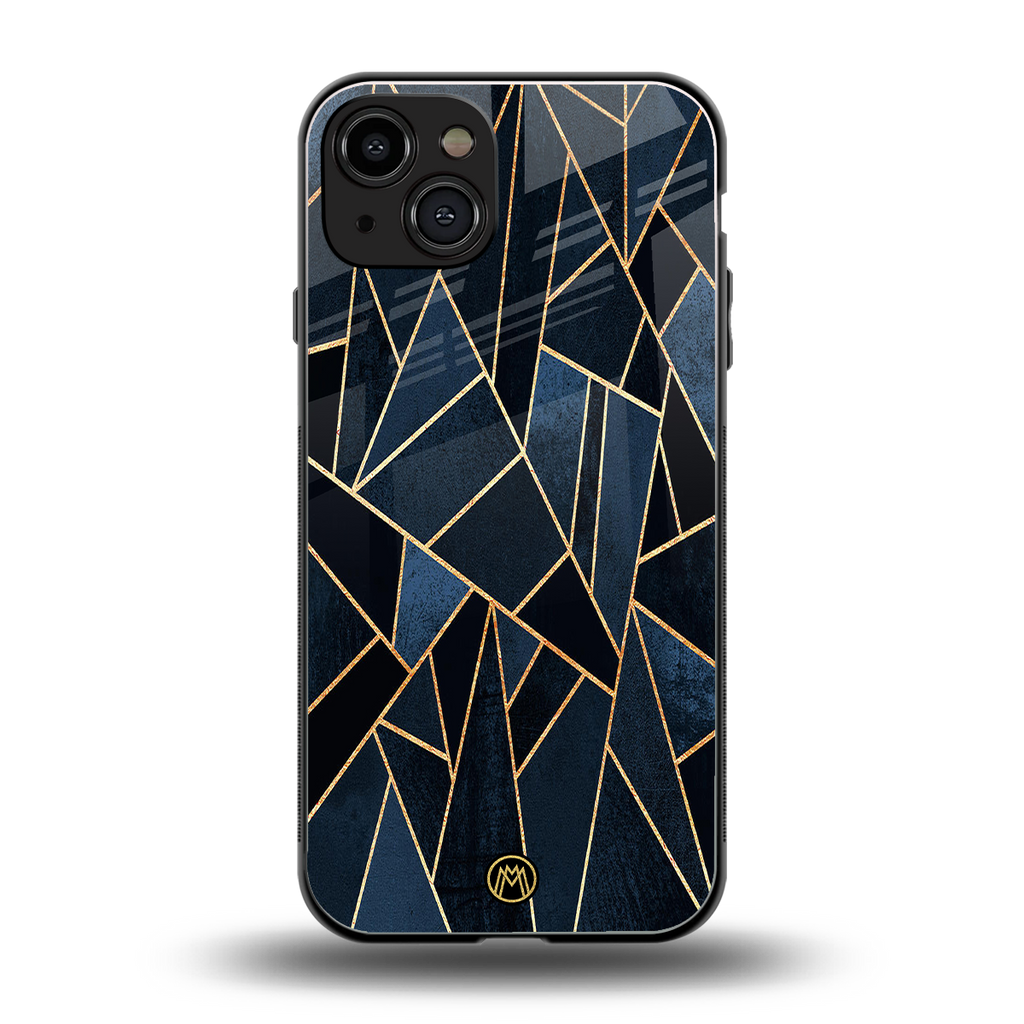 elite blue geometric back phone cover | glass case for iphone 15