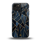 elite blue geometric back phone cover | glass case for iphone 15
