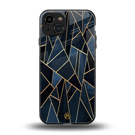 elite blue geometric back phone cover | glass case for iphone 15