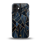 elite blue geometric back phone cover | glass case for iphone 16 plus