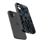 elite blue geometric back phone cover | glass case for iphone 16 plus