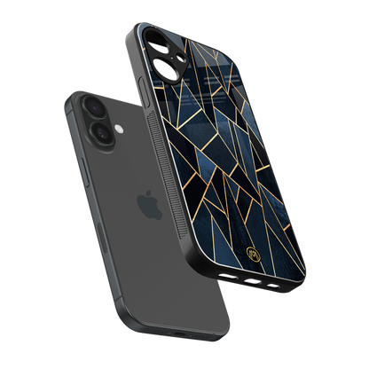 elite blue geometric back phone cover | glass case for iphone 16 plus