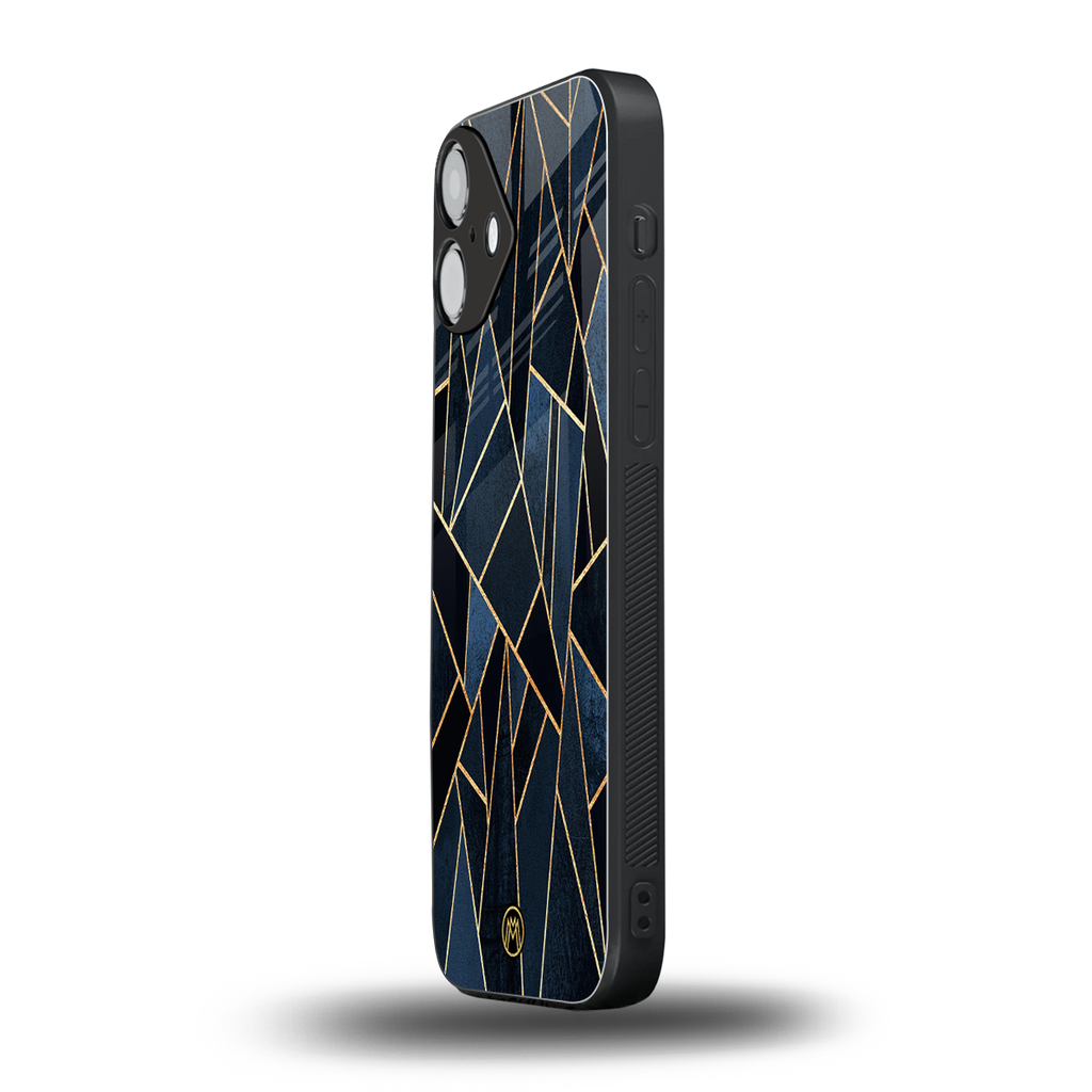 elite blue geometric back phone cover | glass case for iphone 16 plus