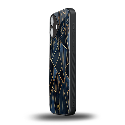elite blue geometric back phone cover | glass case for iphone 16 plus